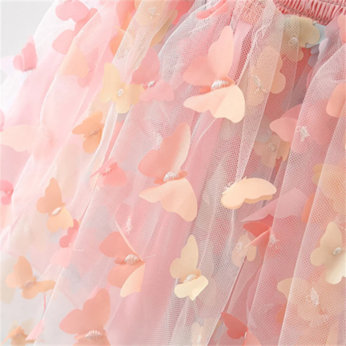 Girls' summer dress with a vibrant 3D butterfly design, a princess style for toddlers