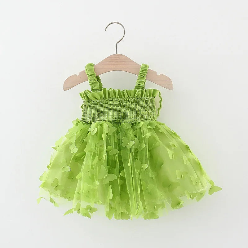Cheerful toddler fashion: 3D butterfly princess dress, a comfortable cotton blend summer outfit