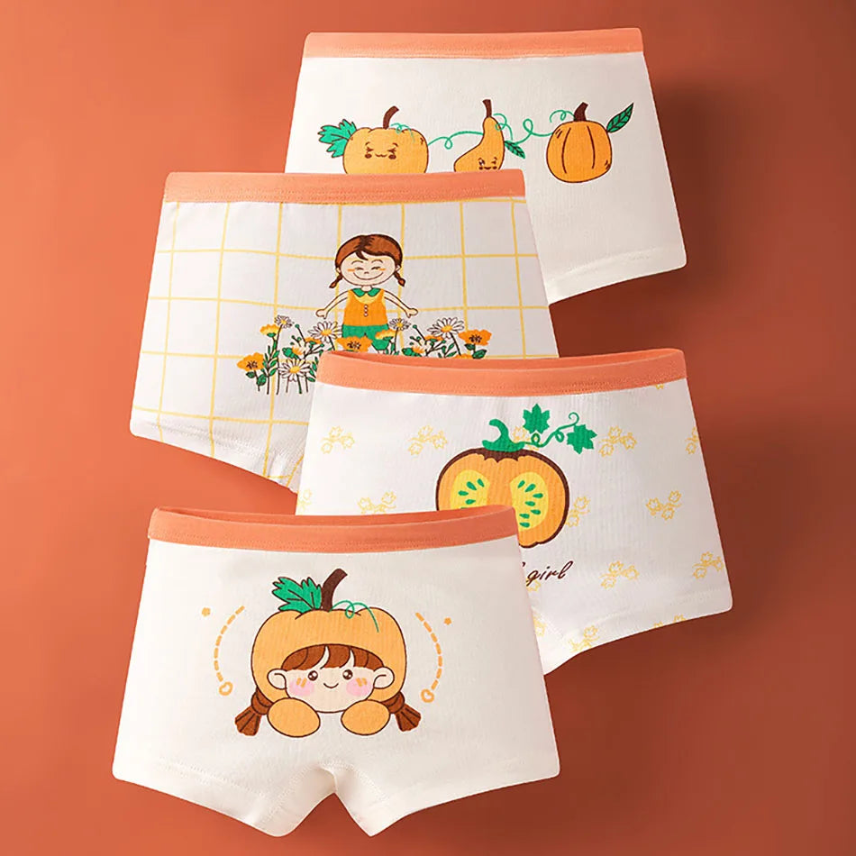 Multipack girls' cotton briefs, vibrant cartoon prints for everyday wear