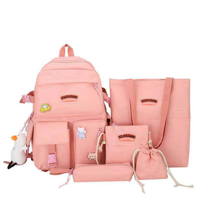 Image showcasing a complete girls' school backpack set of 4 pieces, perfect for back to school and student needs.