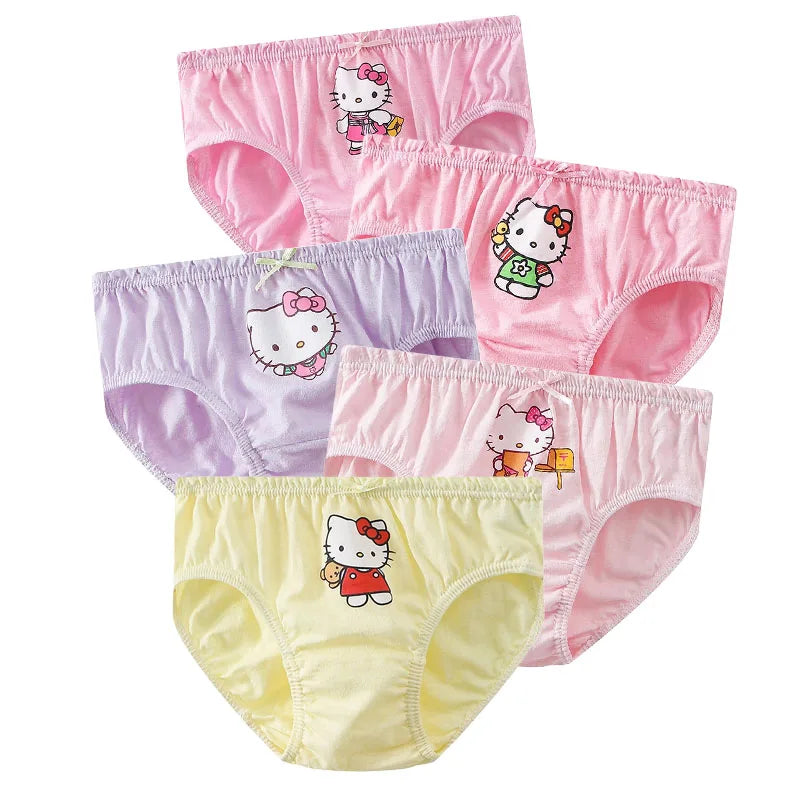 Girls' 5-pack cotton briefs, featuring cute unicorns and other animal print designs