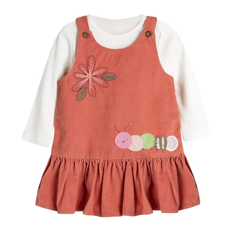 Toddler girls' adorable equestrian print long sleeve cotton dress. Comfy children's clothing, great for play.