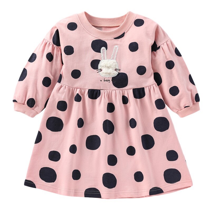 Playful girls' equestrian print long sleeve cotton dress. Comfy casual wear for active toddlers & kids, versatile.