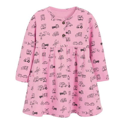 Adorable & comfy girls' long sleeve dress. Equestrian print, soft cotton for toddler girls' fall & spring fashion.