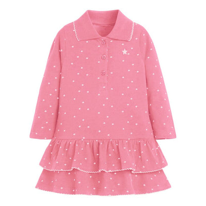 Stylish girls' equestrian print long sleeve cotton dress. Ideal casual fall/spring outfit for toddlers & children.