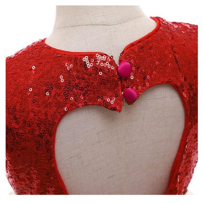 Sparkling girls' star sequin princess dress, backless cut. Adorable party dress for kids, special occasion wear.