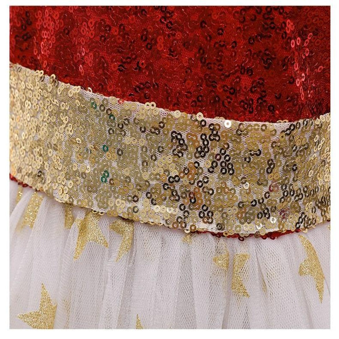 Fairytale princess dress for girls, backless sequin & star design. Formal toddler party dress for celebrations.