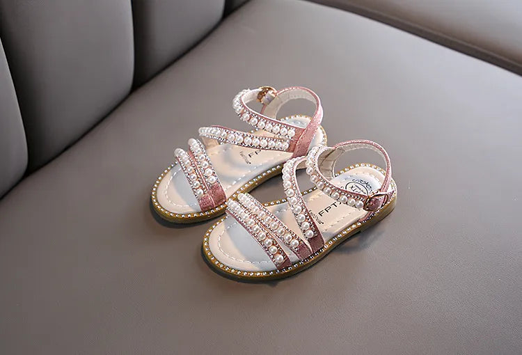Childrens fashion: girls' rhinestone princess sandals, soft and comfortable
