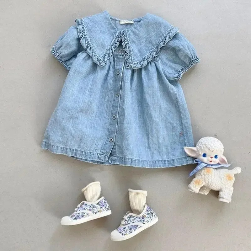 Girls' Bluebell Ruffle Summer Dress in cotton, short sleeve, perfect for playtime fashion