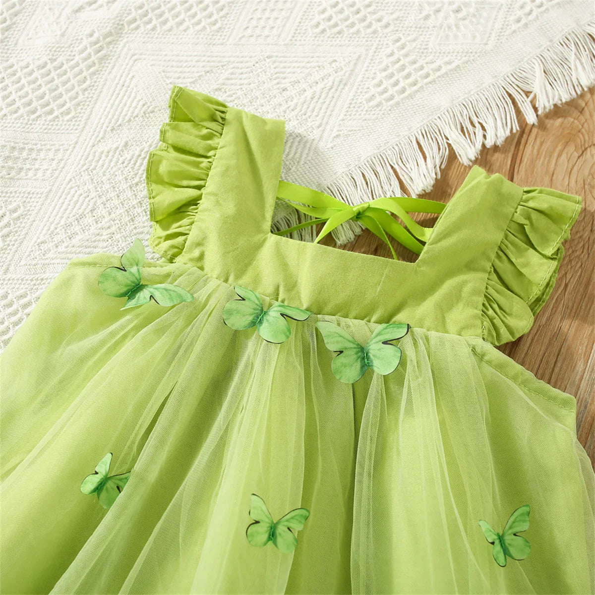 Lightweight butterfly mesh summer dress, great for baby girl comfort
