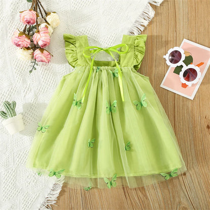 Sweet Beauty Collection girls' sleeveless butterfly mesh dress, A-line