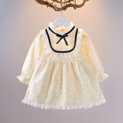 Girls' summer outfit: candy striped dress with frill sleeves and elastic headband