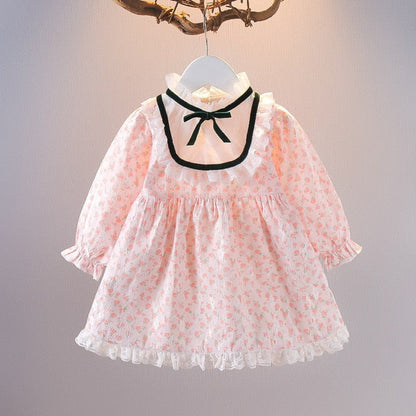Stylish baby girl's candy striped cotton dress and matching bow headband for summer