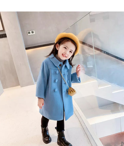 Chic girls' wool blend winter coat, perfect for keeping little ones warm and stylish