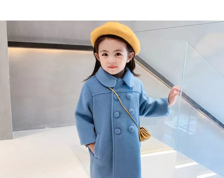 Girls' luxurious wool blend coat in a timeless design, excellent for winter fashion