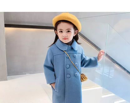 Girls' luxurious wool blend coat in a timeless design, excellent for winter fashion