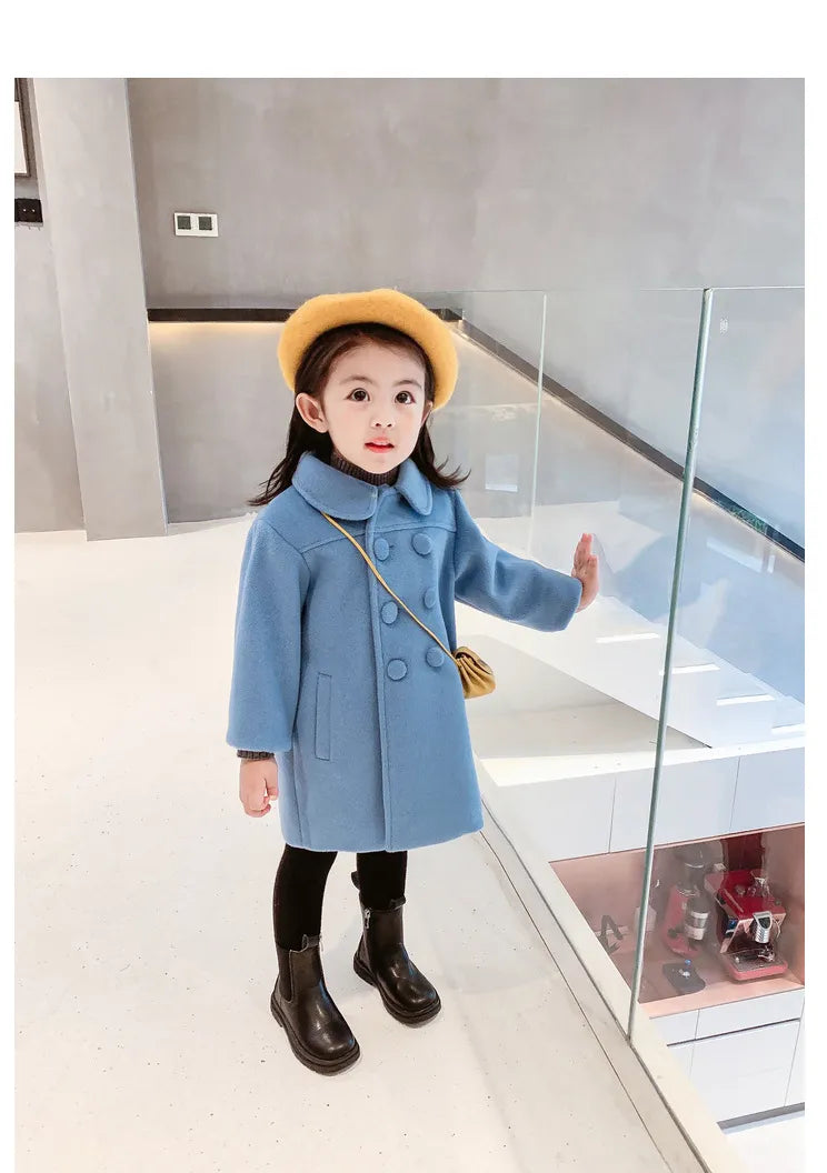 Practical and chic girls' wool blend winter coat, essential outerwear for toddlers