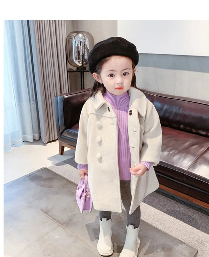 High-quality girls' wool blend winter coat, offering superior warmth and a chic look
