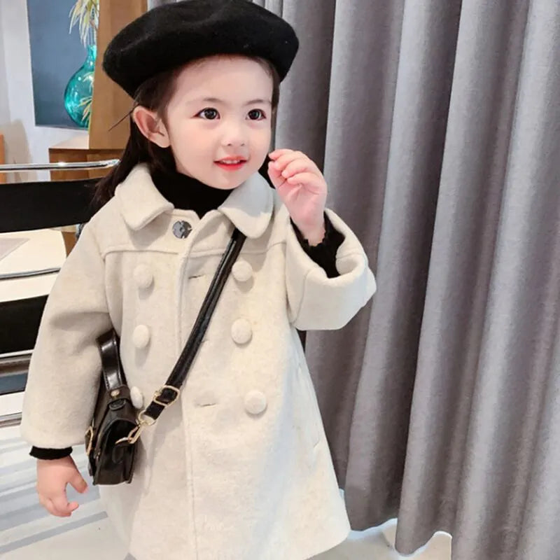 Toddler girl's sophisticated wool blend winter coat, designed for ultimate comfort and fashion