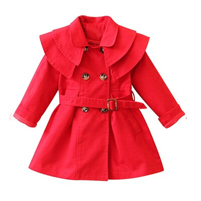 Reliable girls' winter coat: Single-breasted trench with long sleeves for warmth.