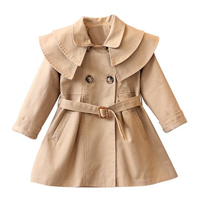 Fashionable girls' outerwear: Classic single-breasted trench coat in breathable cotton.
