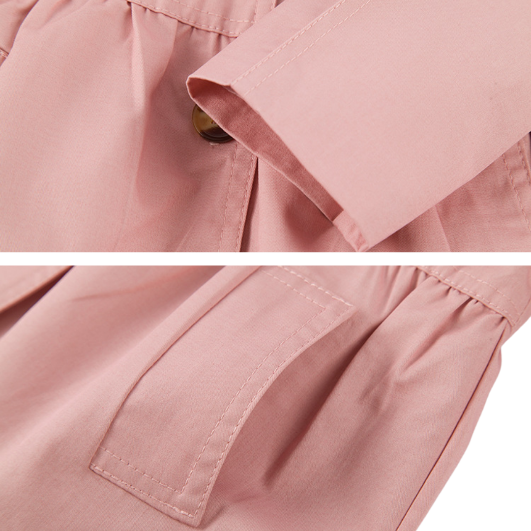 Cotton trench coat for girls with a classic single-breasted front and practical pockets.