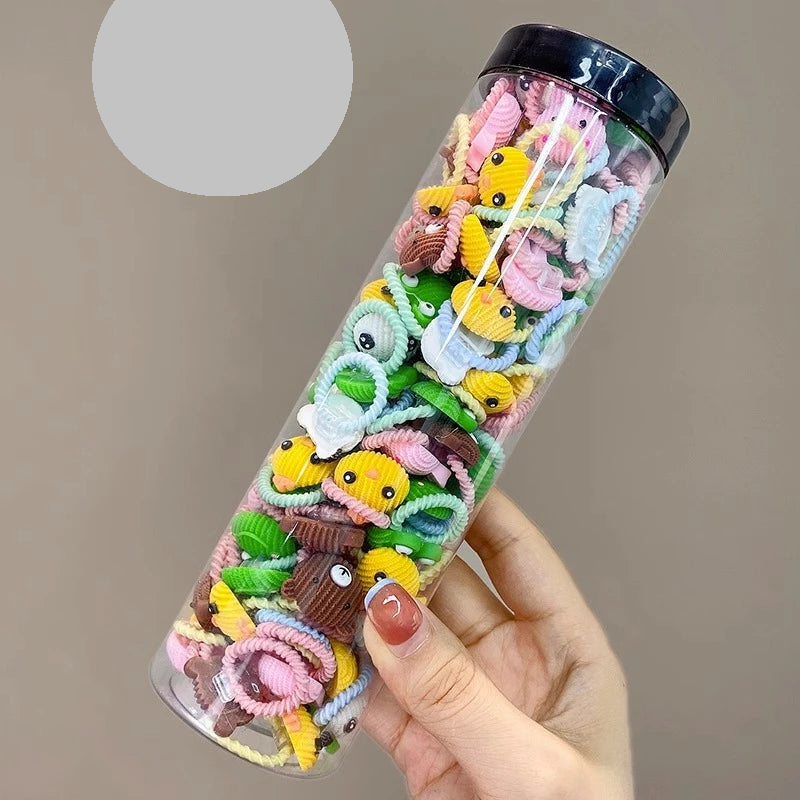 Adorable children's flower hair bands, easy-to-use elastic ties for quick hairstyles.