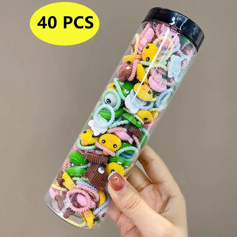Adorable flower hair bands for children, a lovely set of elastic hair ties & party favors.