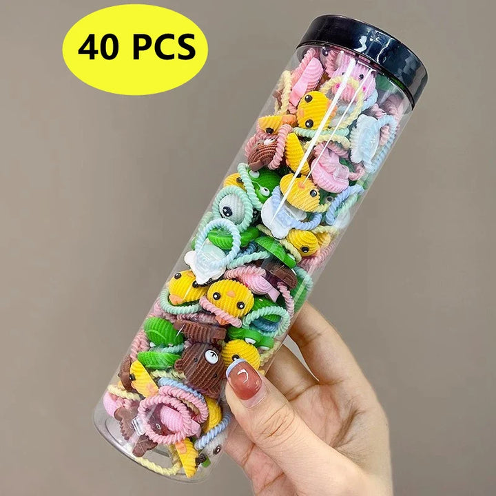 Adorable flower hair bands for children, a lovely set of elastic hair ties & party favors.