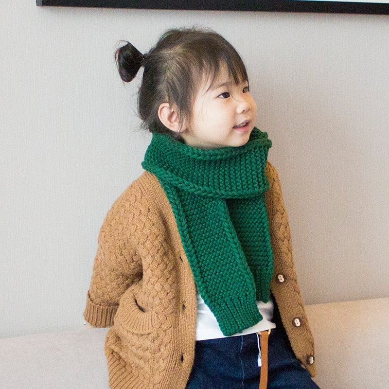 Knitted infinity scarf in a cheerful yellow, durable and soft kids' winter gear