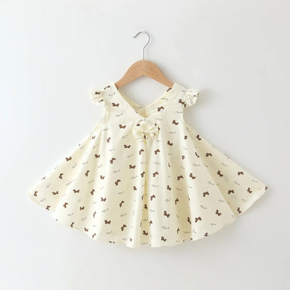 Girls' cotton A-line summer dress with vibrant floral print, perfect for casual wear.