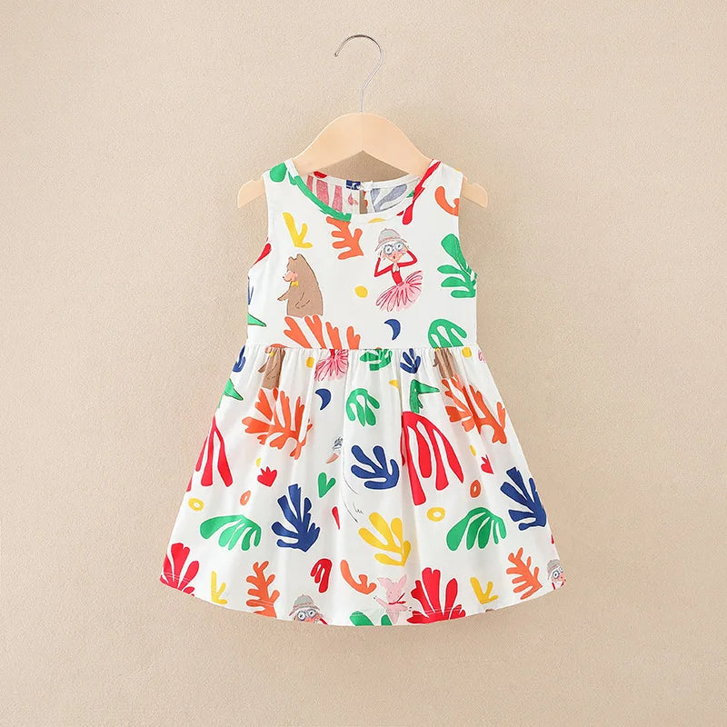 Lightweight cotton floral sleeveless dress for girls, designed for maximum comfort in summer.