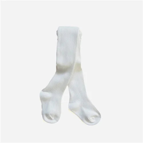 Girls' elegant navy cotton knitted tights, offering both warmth and a classic look for children's fashion.