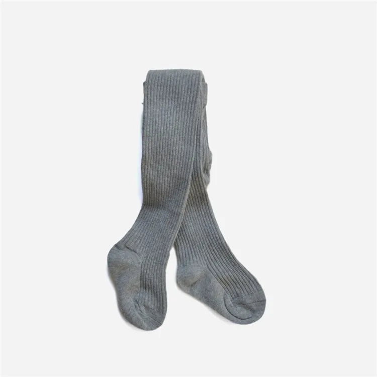 Soft grey girls' cotton leggings, high-quality knitted tights for everyday comfort and children's apparel.