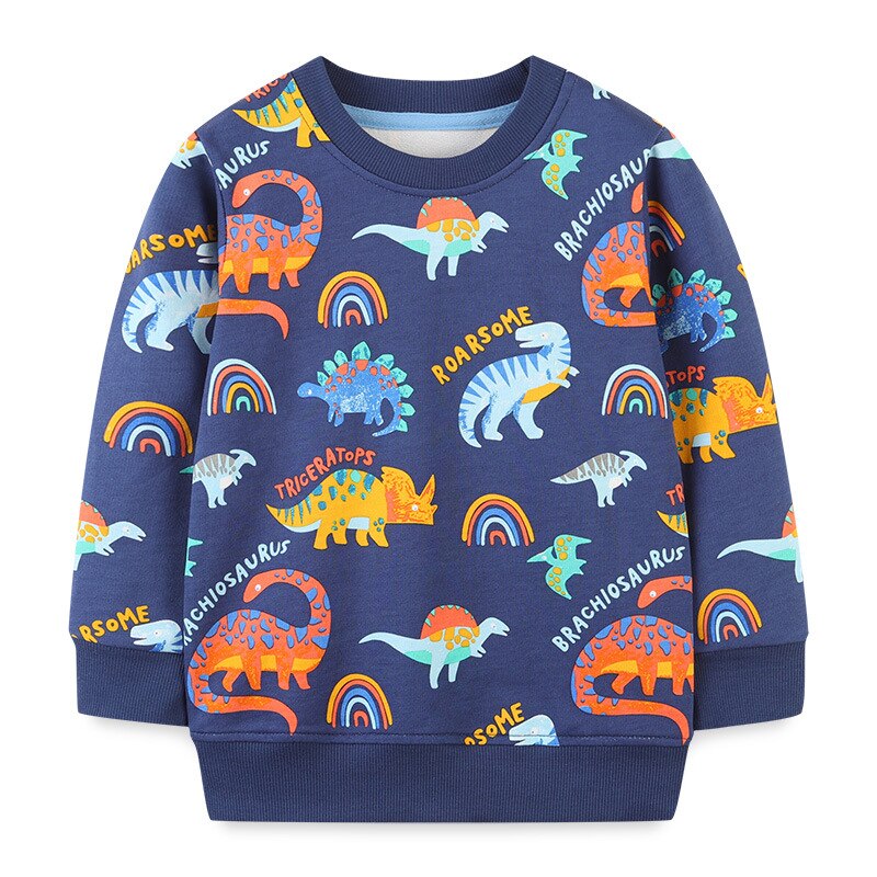 Girls' comfy cotton sweater, long sleeve with a whimsical cat and heart pattern, autumn wear