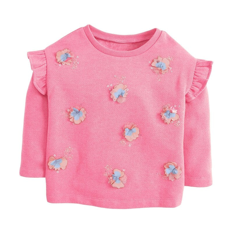 Kids' clothing: girls' cotton sweater, featuring a unique repeating cat and heart design