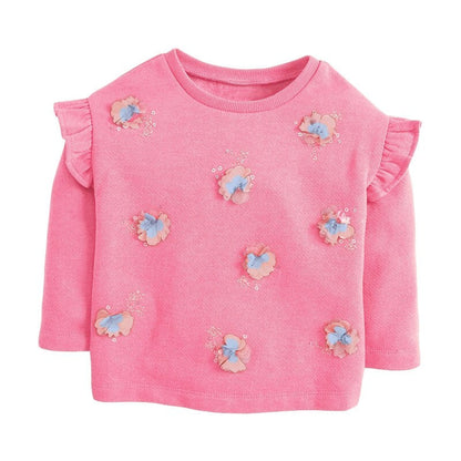 Kids' clothing: girls' cotton sweater, featuring a unique repeating cat and heart design