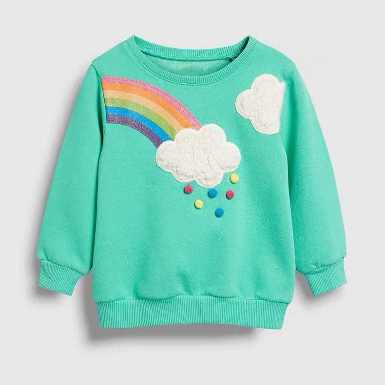 Kids' sweater, girls' long sleeve cotton top, cute cat heart design, comfortable children apparel
