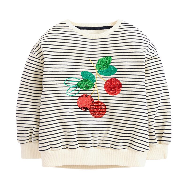 Toddler fashion, girls' pink cotton sweater with sweet cat and heart print, long sleeve top
