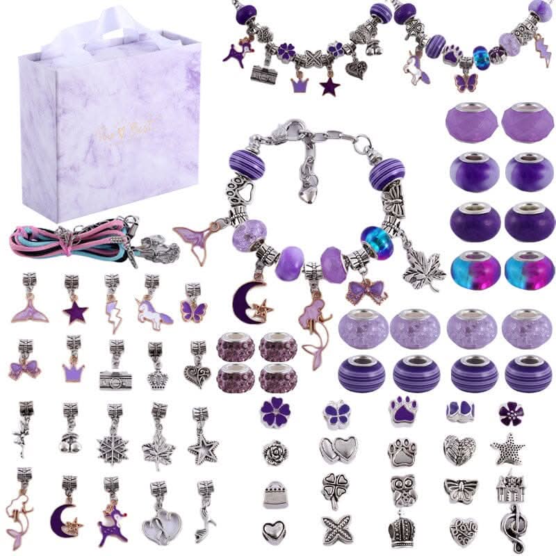 Bracelet kit for girls, featuring easy-to-use tools & sparkling charms for creative jewelry making fun.