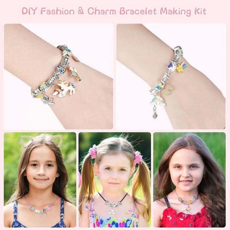 Colorful beads and unique sparkling charms for girls' creative jewelry making & DIY bracelet craft kit.