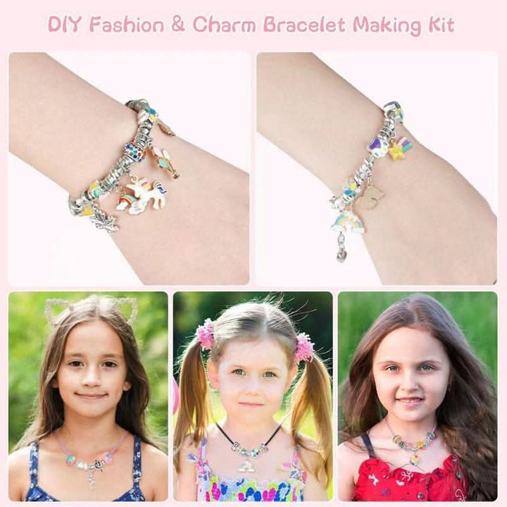 Colorful beads and unique sparkling charms for girls' creative jewelry making & DIY bracelet craft kit.