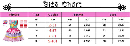 Toddler girl's special occasion crochet dress in candy colors with intricate top.