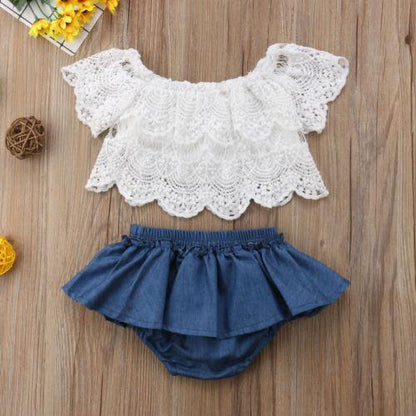 Girls' Crochet Top & Skirt Set - Breezy Summer Outfit