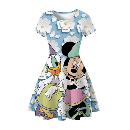 Girls' denim summer dress with a delicate floral print, a charming addition to kids fashion