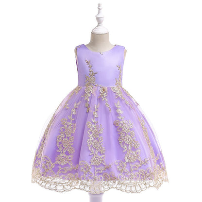 Little girl's embroidered floral dress, perfect for dancing at parties & weddings.
