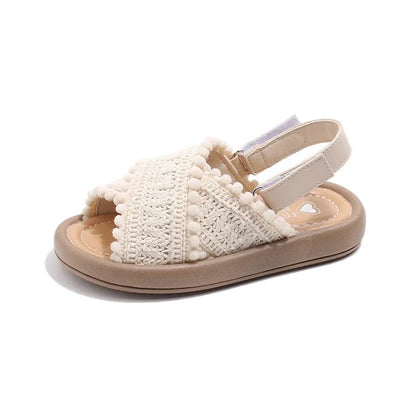 Retro princess girls' sandals made of PU leather, ideal summer footwear with soft sole