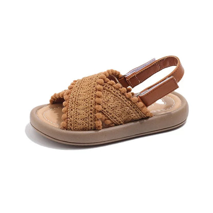 Big kids' ethnic style summer sandals, non-slip, open toe and comfortable for play