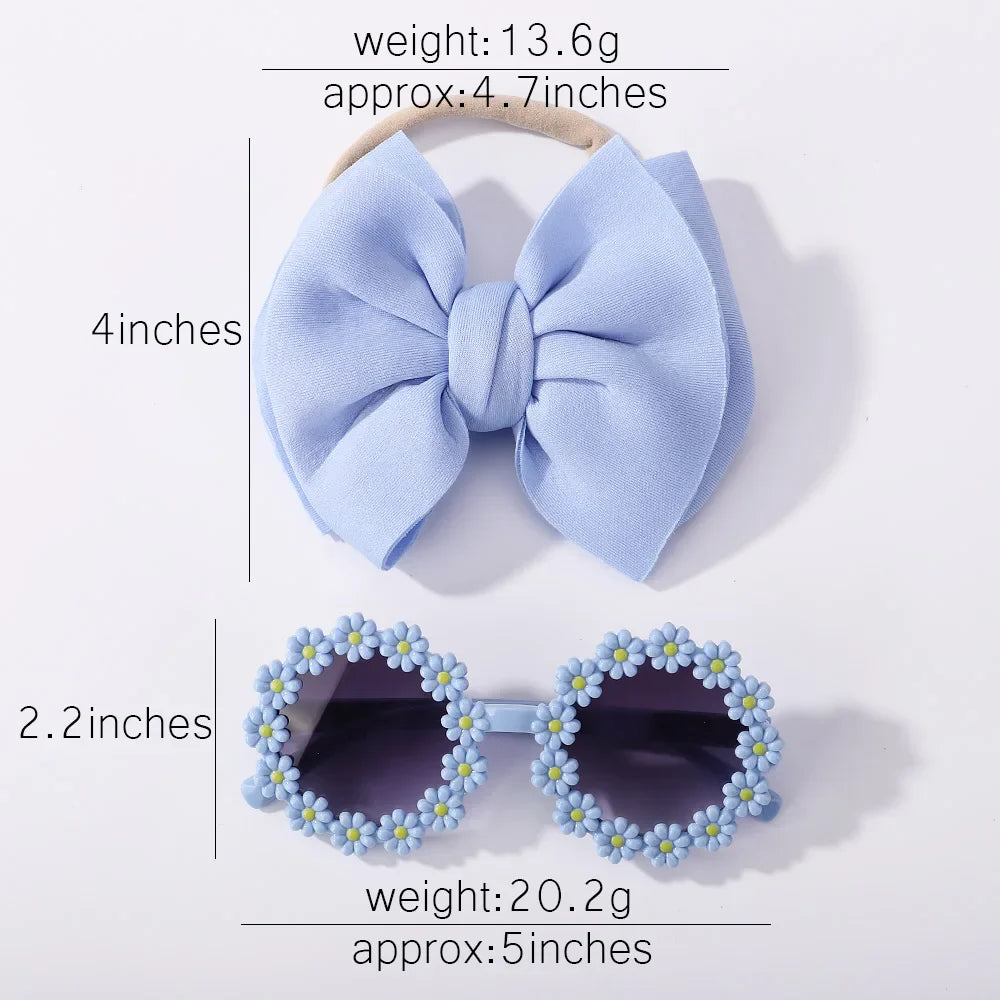 Side view of girls' sunglasses & headband set, highlighting design and summer appeal