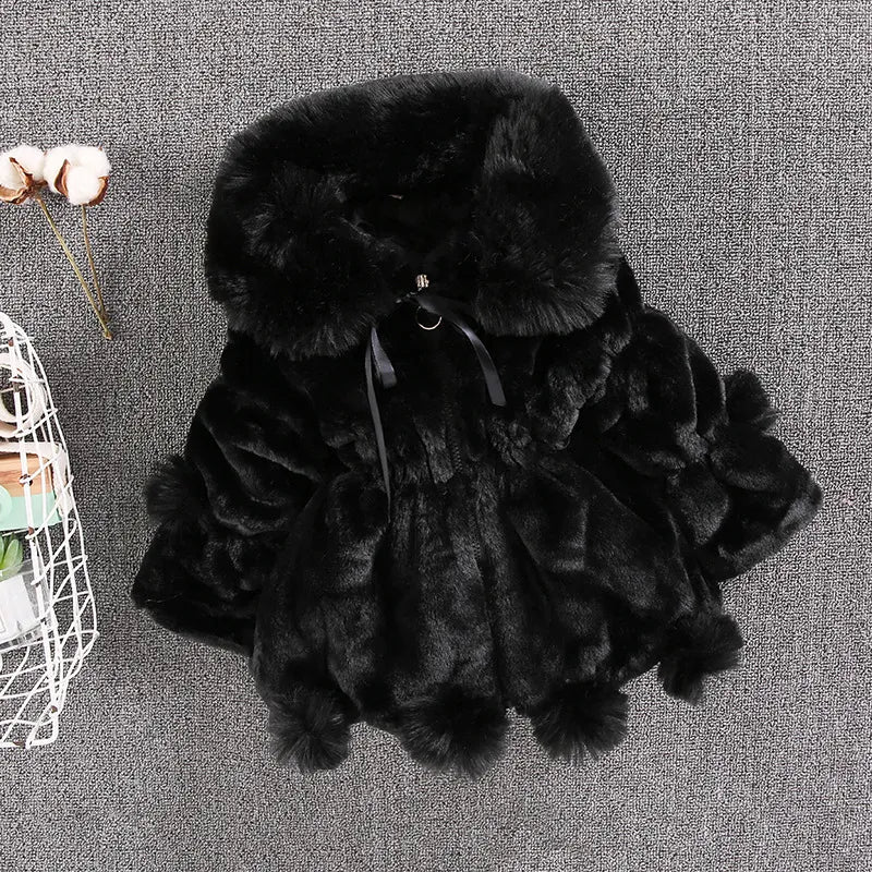 Stylish girls' white faux fur winter princess jacket, perfect for any special occasion, kids fashion